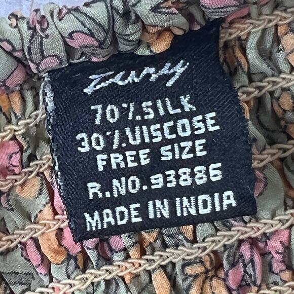 Zury Boho Floral Maxi Skirt Silk Blend Smocked Waist Free Size S Tiered Flowy - Picture 2 of 10